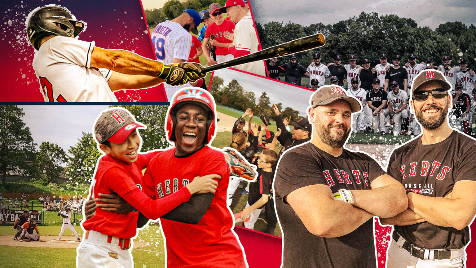 A montage of photos from the Herts Baseball club near London