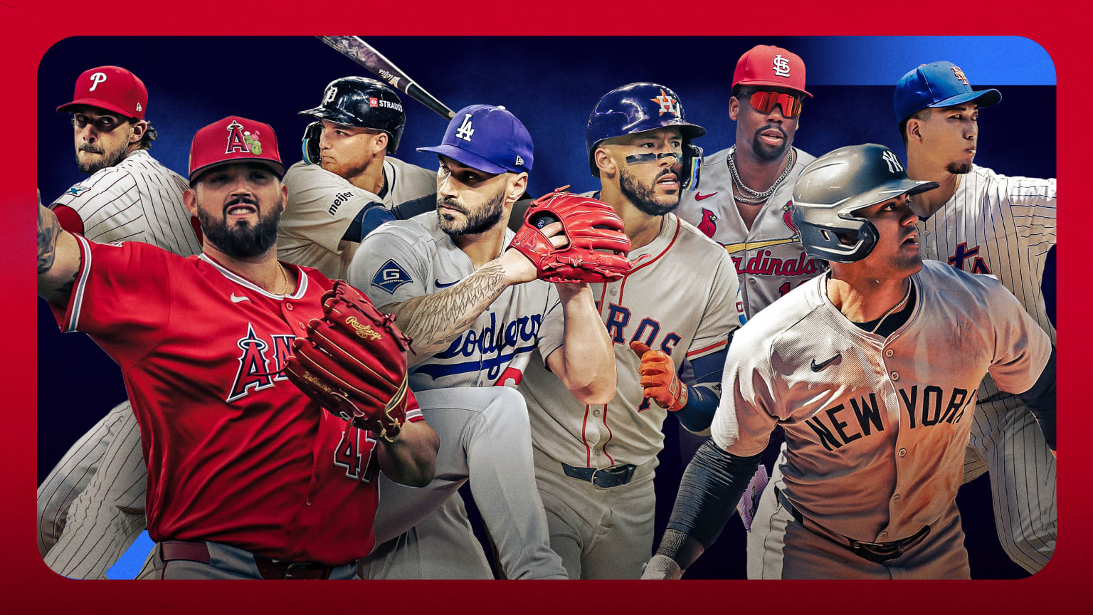 Aaron Nola, Alek Manoah, Parker Meadows, Tanner Scott, Carlos Correa, Jordan Walker, Jasson Domínguez and Kodai Senga