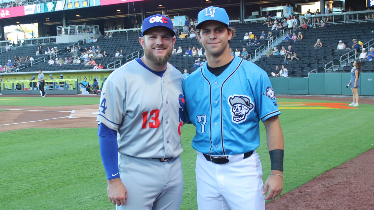 Max Muncy of the Dodgers with Athletics prospect Max Muncy