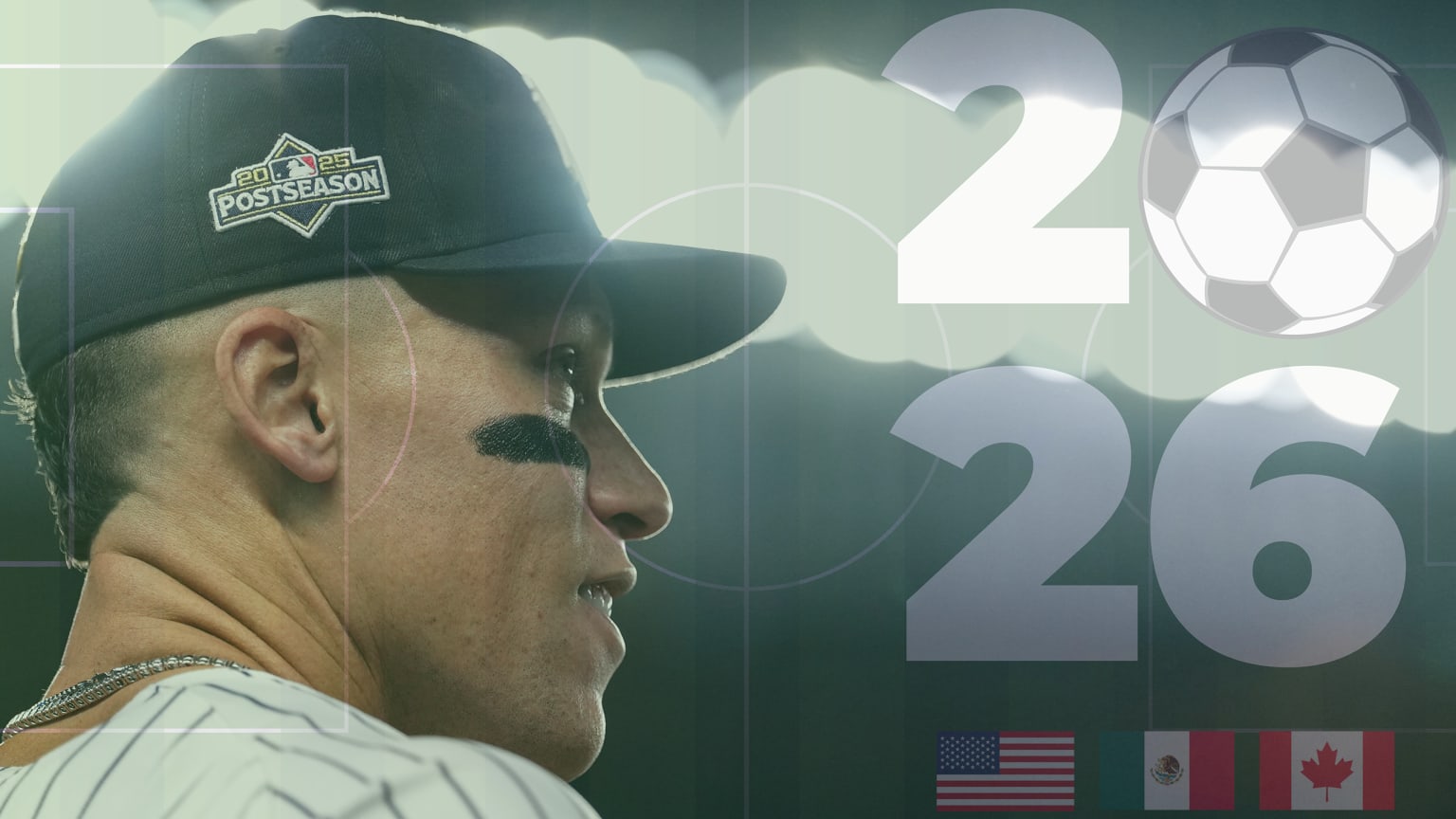 Aaron Judge next to flags for the United States, Mexico and Canada Aaron Judge next to flags for the United States, Mexico and Canada