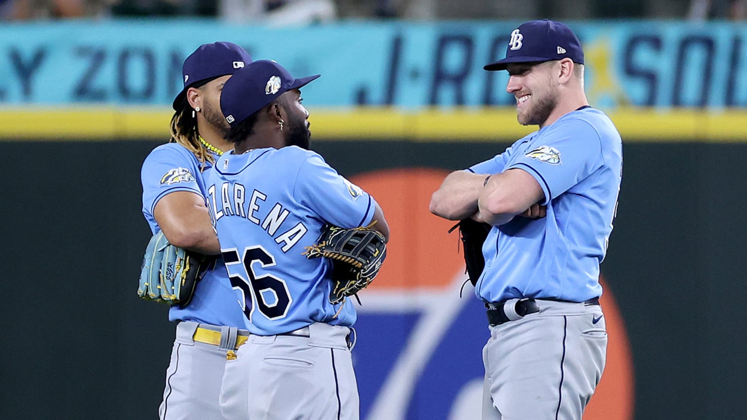 Three Rays players celebrate a win