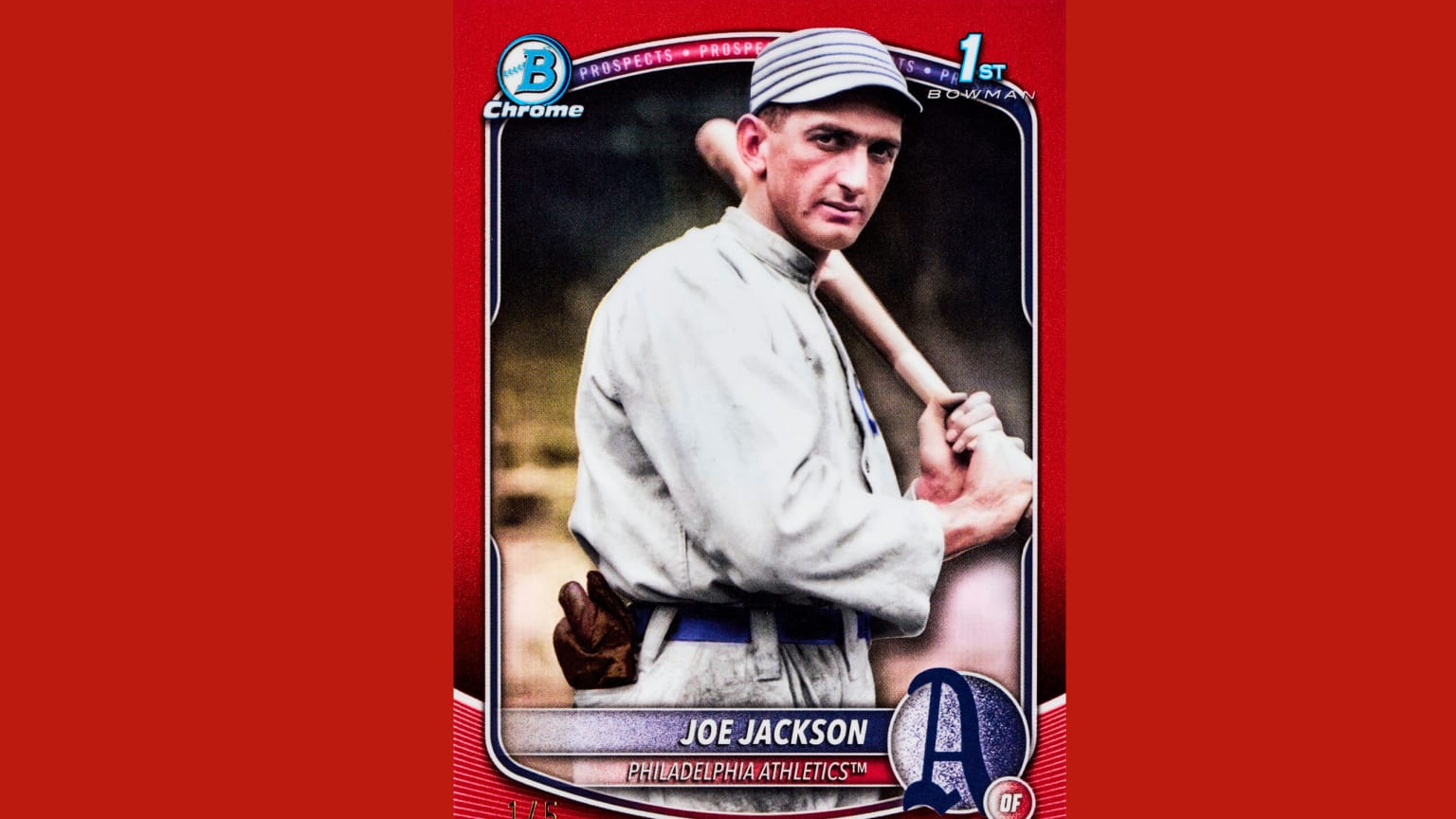 Shoeless Joe Jackson's Bowman Chrome card depicting him with the Philadelphia A's