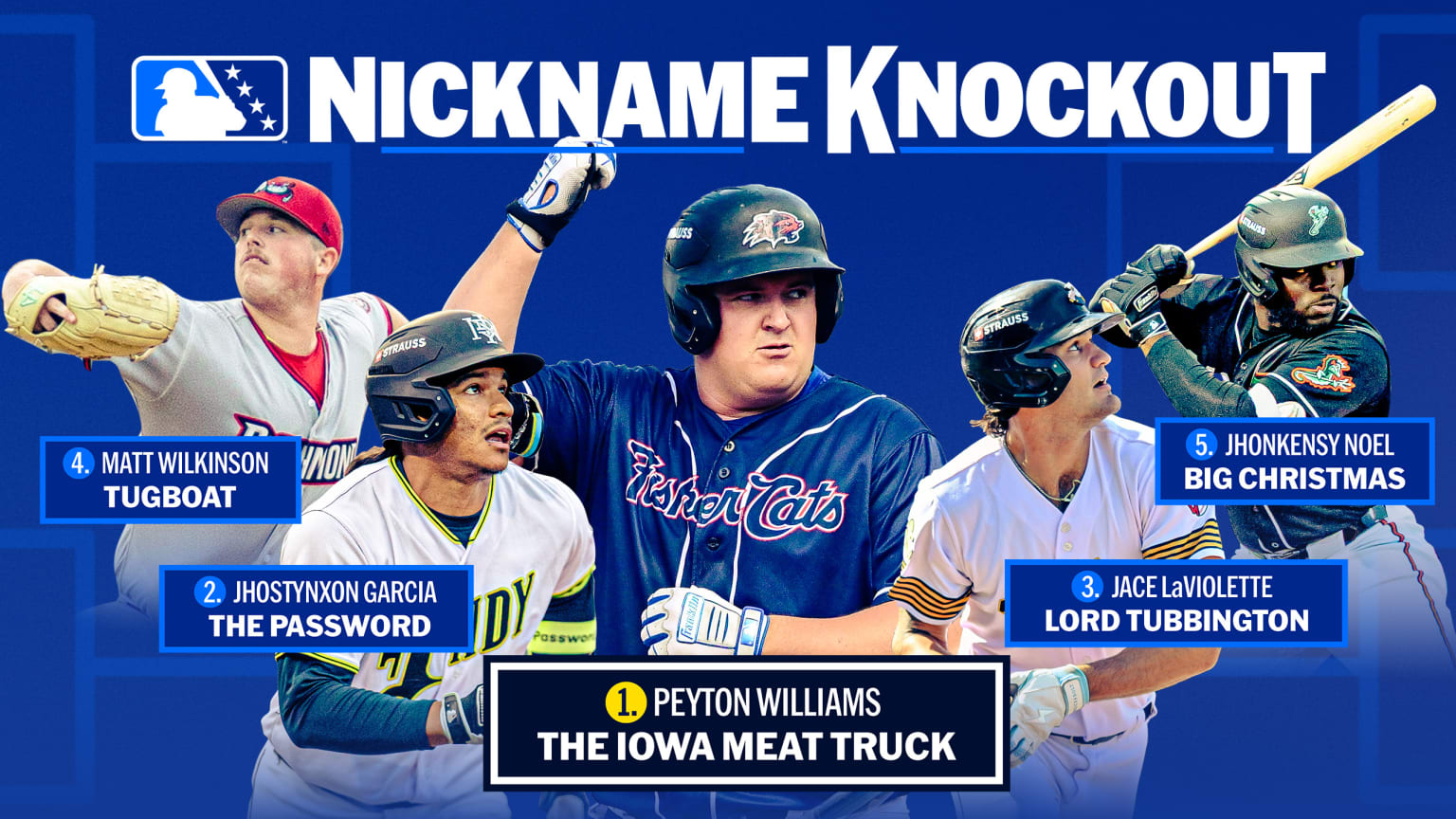 The five players voted to have the best nicknames in the Minor Leagues