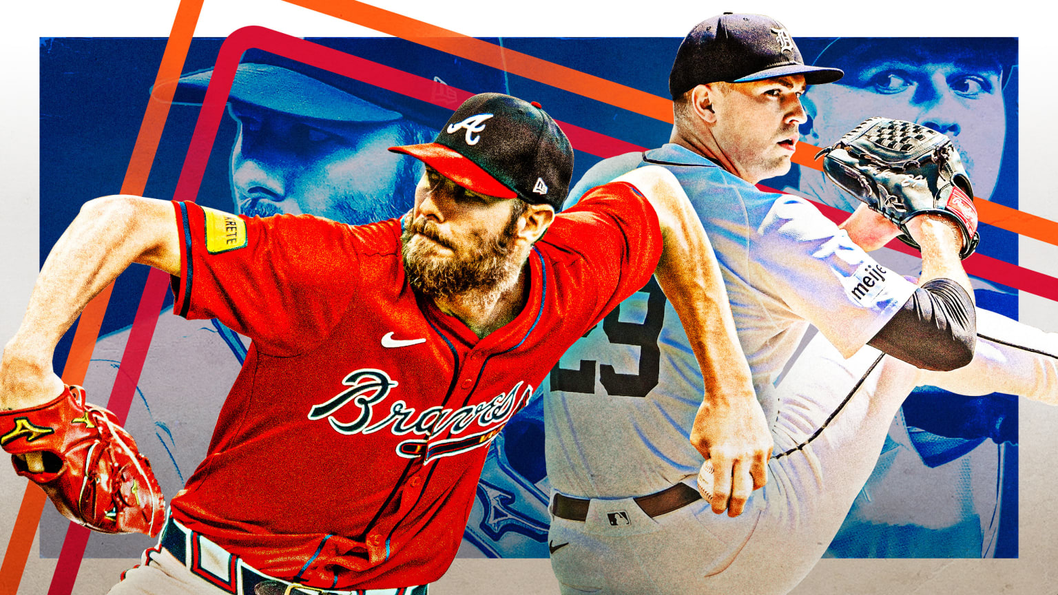 A photo illustration of top pitchers Chris Sale and Tarik Skubal in action