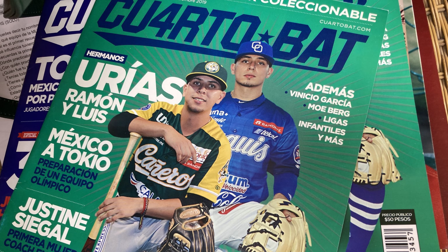 A magazine cover showing two young players