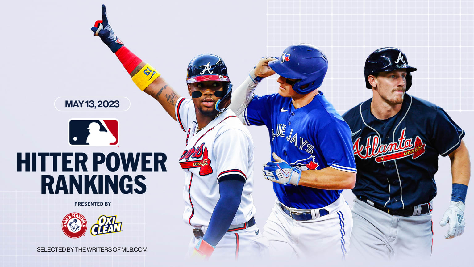 A graphic showing Ronald Acuña Jr., Matt Chapman and Sean Murphy next to ''Hitter Power Rankings''