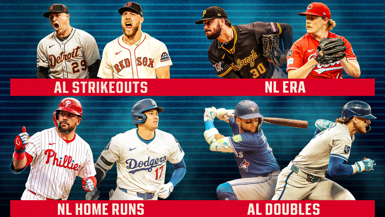 Exciting stat races to track include AL strikeouts, NL ERA, NL home runs and AL doubles