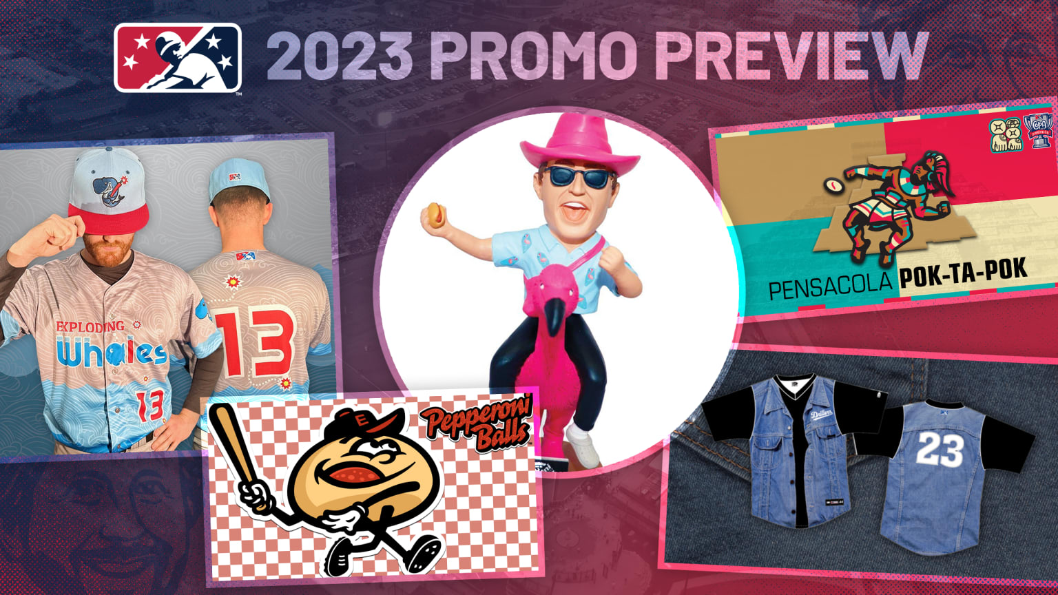 A photo collage of various Minor League team promotions and giveaways