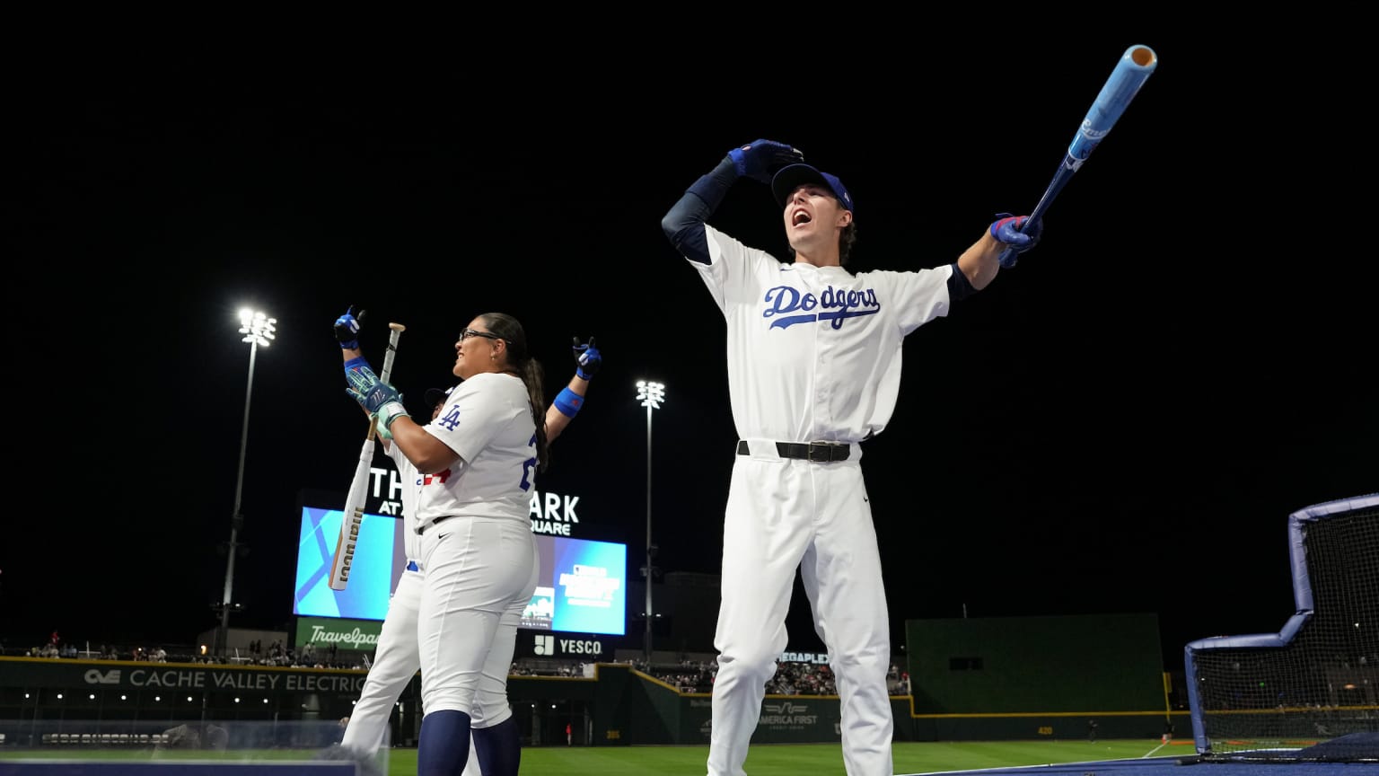 Grady Emerson and the Dodgers' Home Run Derby X team celebrate