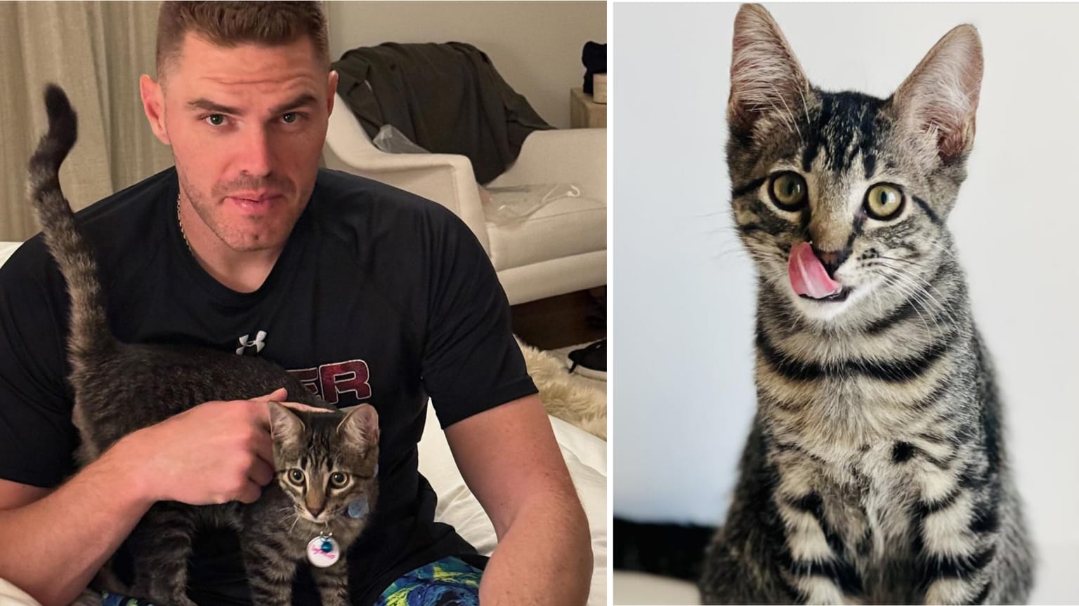 Freddie Freeman and his new cat Champ