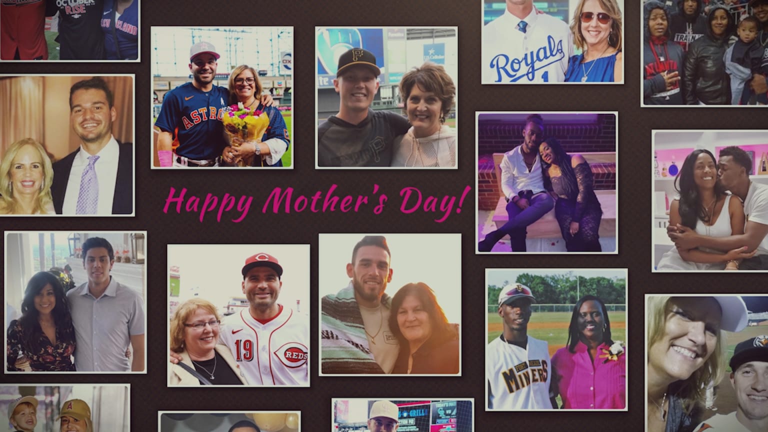 A montage shows various photos of players with their mothers