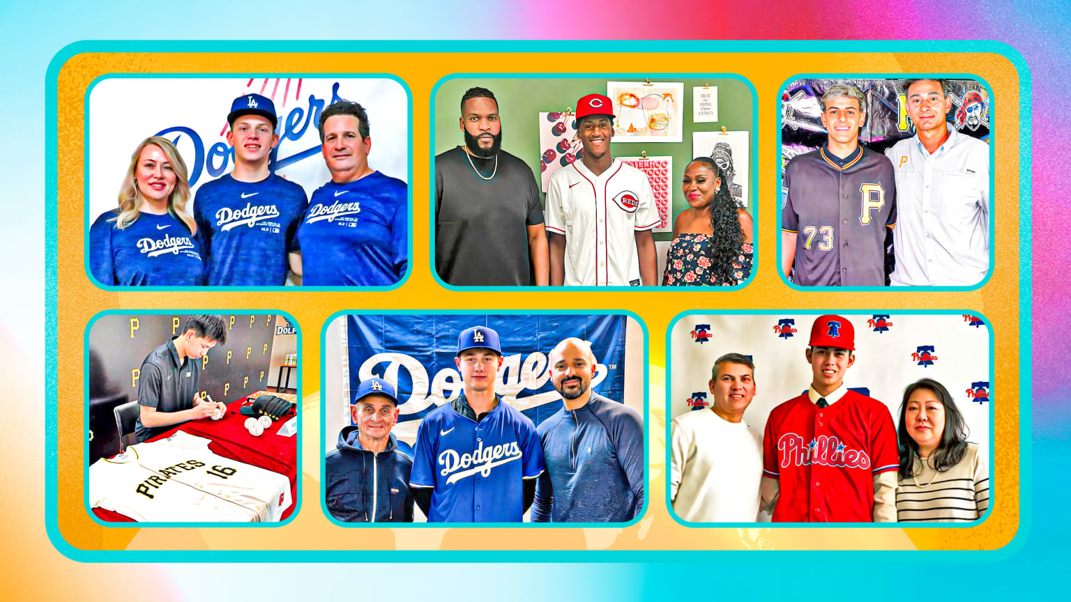 Images of several international prospects donning gear of their new teams