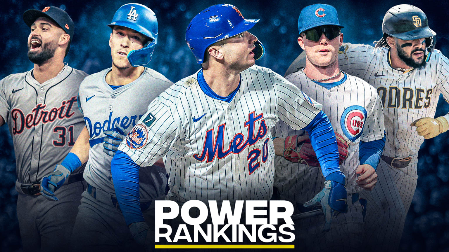 Riley Greene, Tommy Edman, Pete Alonso, Pete Crow-Armstrong and Fernando Tatis Jr.