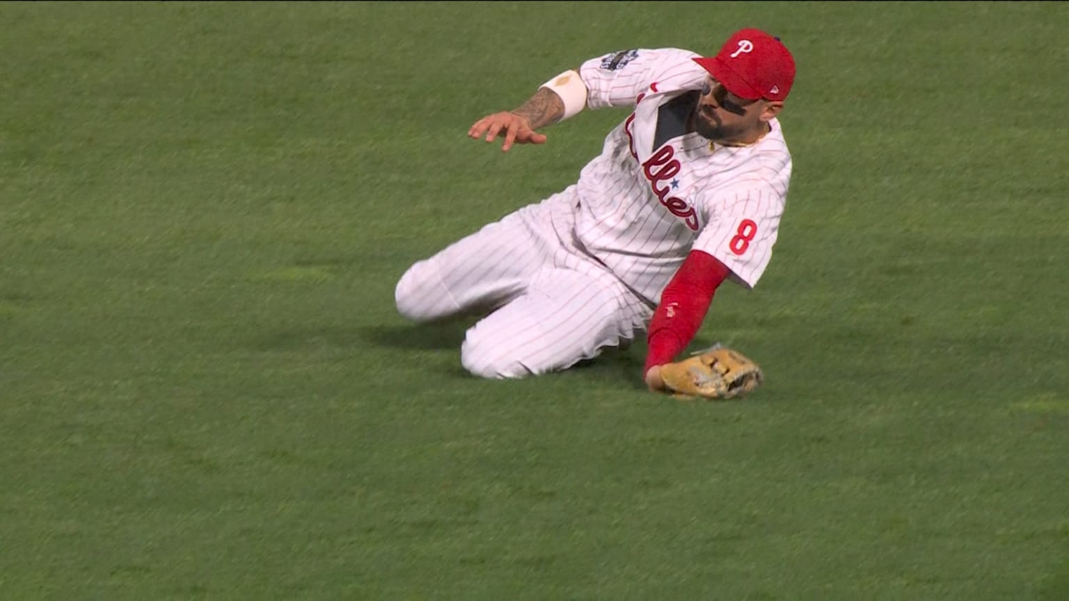 Nick Castellanos completes a sliding catch