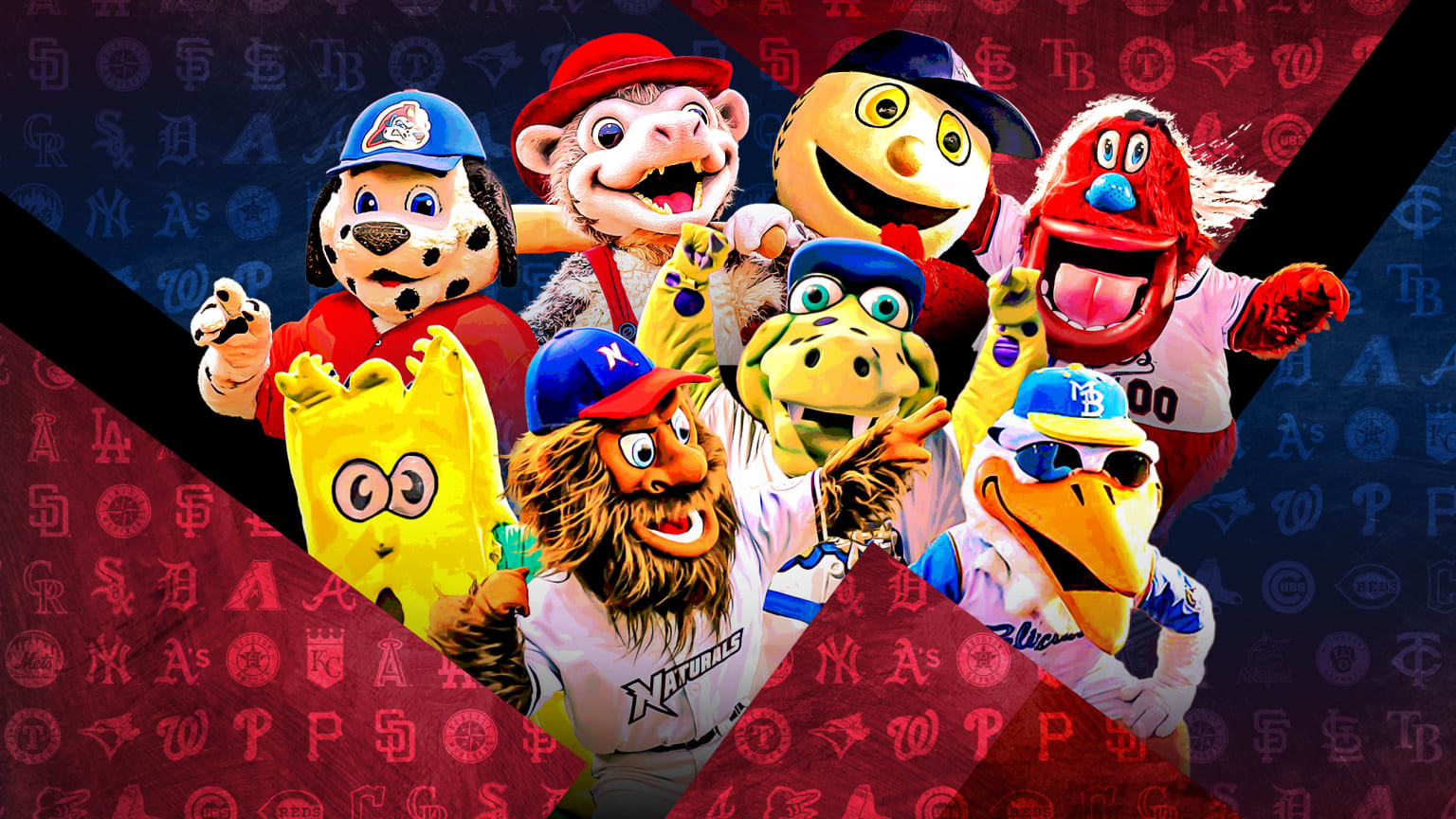 A designed image of various Minor League Baseball mascots