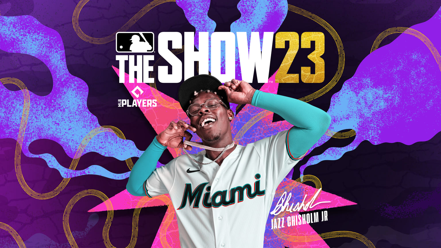 Jazz Chisholm Jr. in a Miami jersey under the words ''The Show 23''