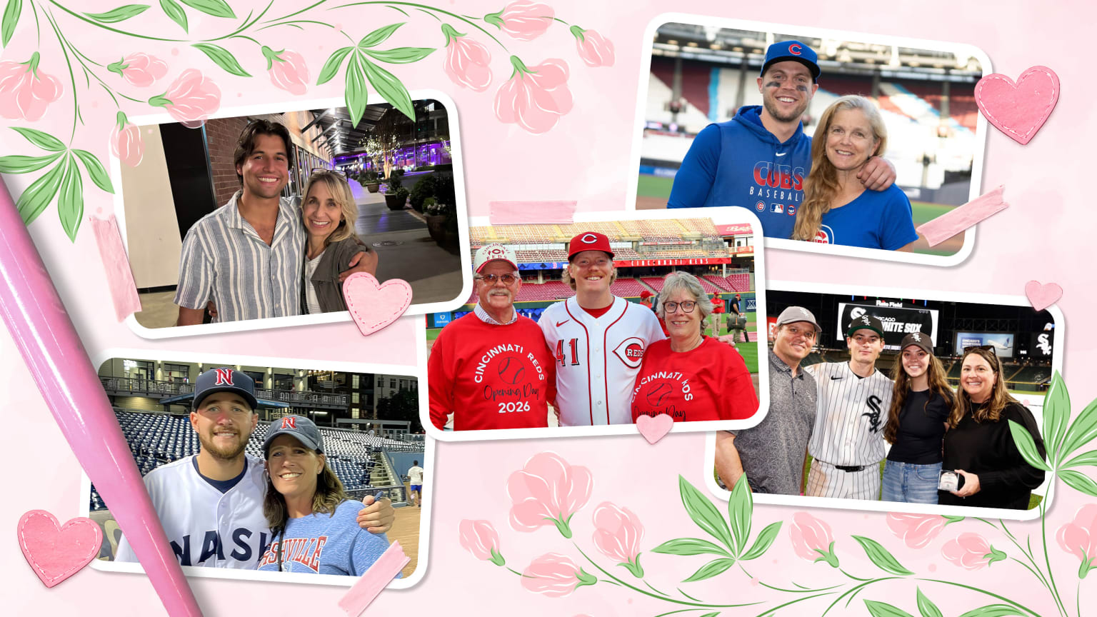 Five images of MLB players with their moms and other family members