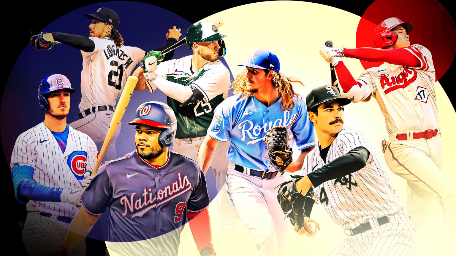 Designed image showing several MLB trade candidates