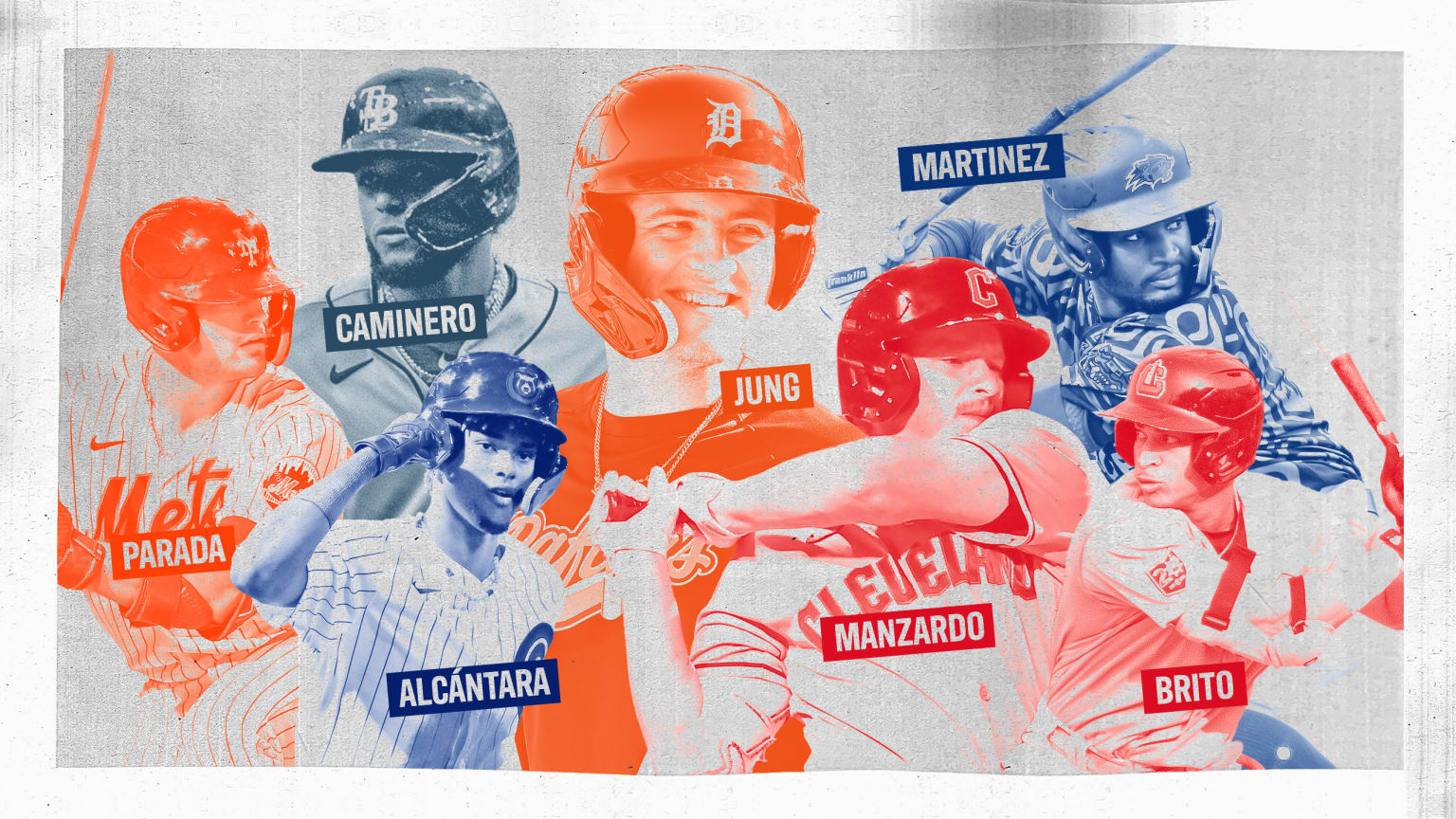 Colorful tinted images of seven top prospects