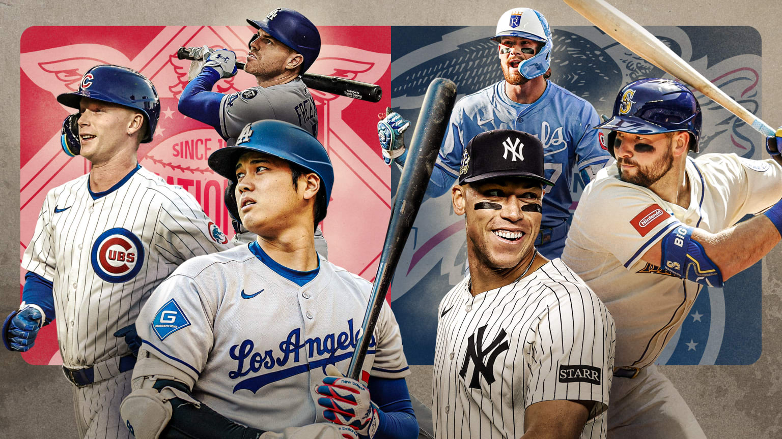 Shohei Ohtani, Pete Crow-Armstrong, Freddie Freeman, Aaron Judge, Cal Raleigh and Bobby Witt Jr.