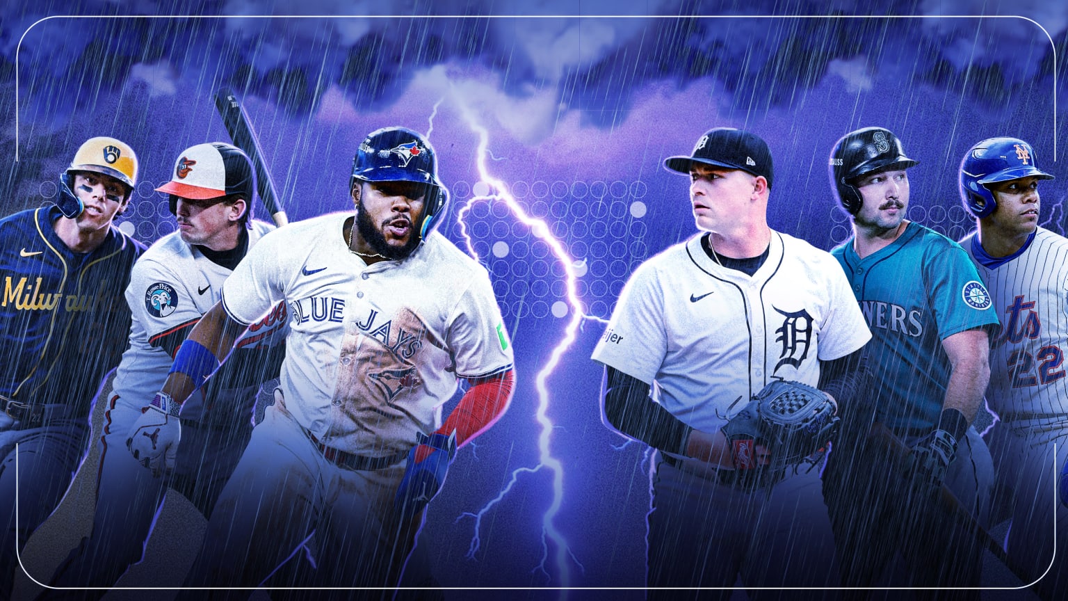 Christian Yelich, Adley Rutschman, Vladimir Guerrero Jr., Tarik Skubal, Cal Raleigh and Juan Soto