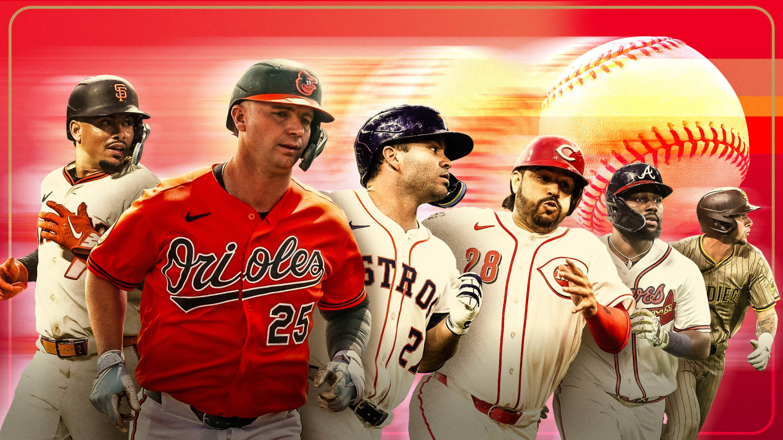 Willy Adames, Pete Alonso, Jose Altuve, Eugenio Suárez, Michael Harris II and Jackson Merrill