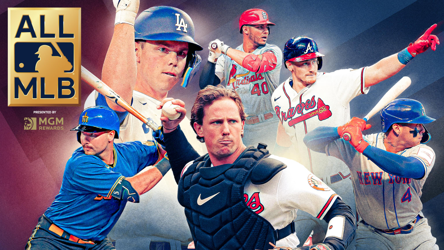 A montage shows six catchers and the All-MLB logo