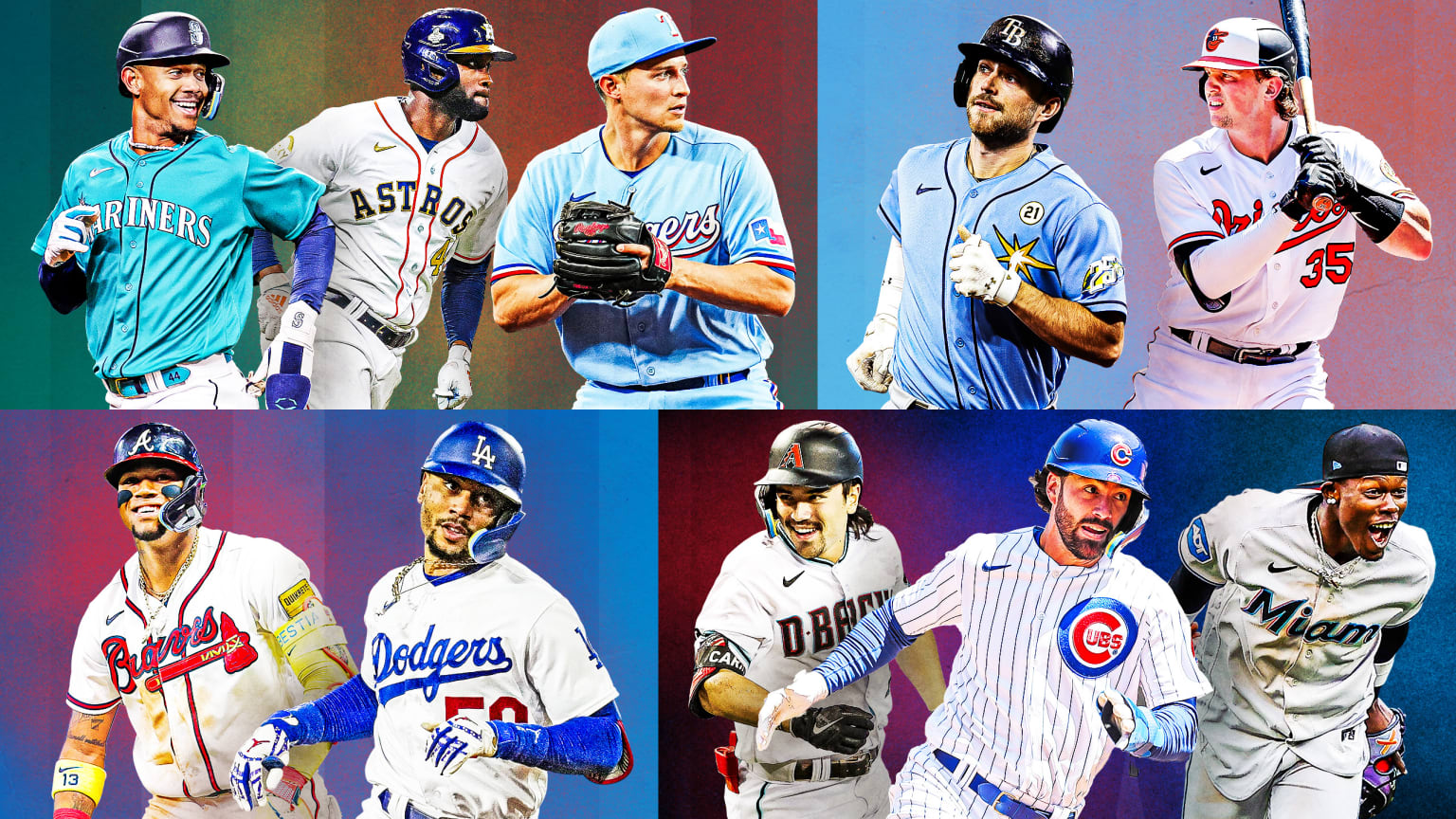 10 players are pictured in four different boxes each representing a different postseason race