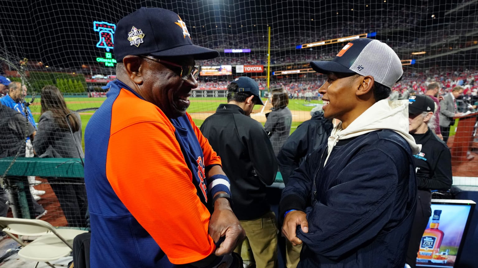 Astros manager Dusty Baker with son Darren at the World Series