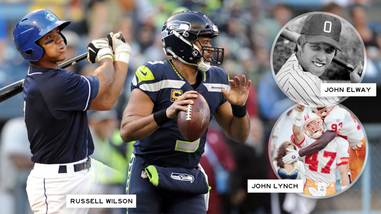 Russell Wilson, John Elway and John Lynch