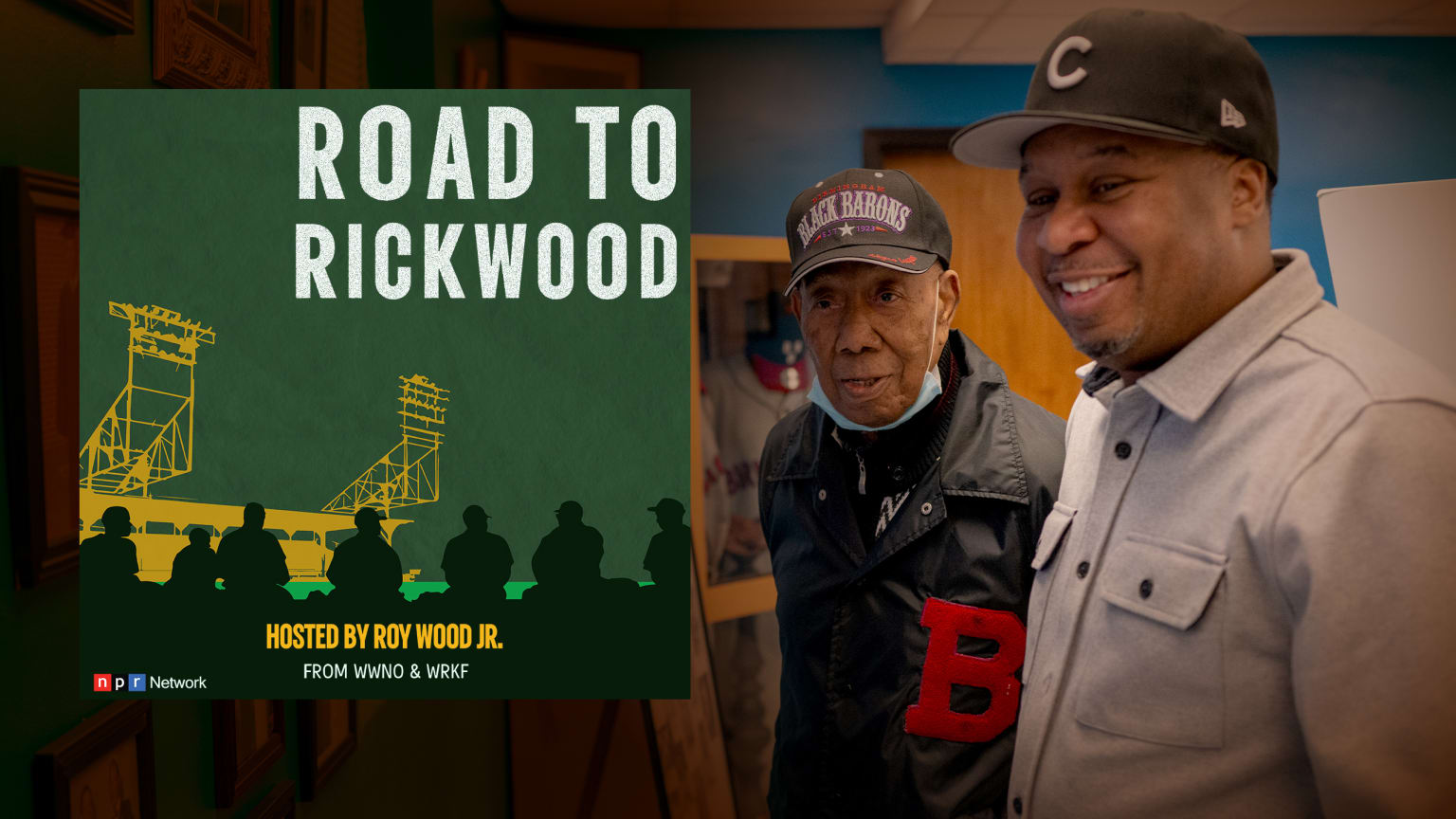 A photo of Roy Wood Jr. alongside the logo for the Road to Rickwood podcast