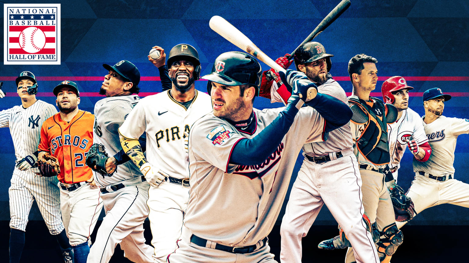 A designed image featuring Joe Mauer and potential future Hall of Famers