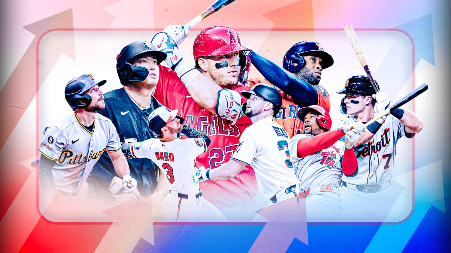 Brandon Lowe, Munetaka Murakami, Taylor Ward, Mike Trout, Liam Hicks, Yordan Alvarez, Jordan Walker and Kevin McGonigle
