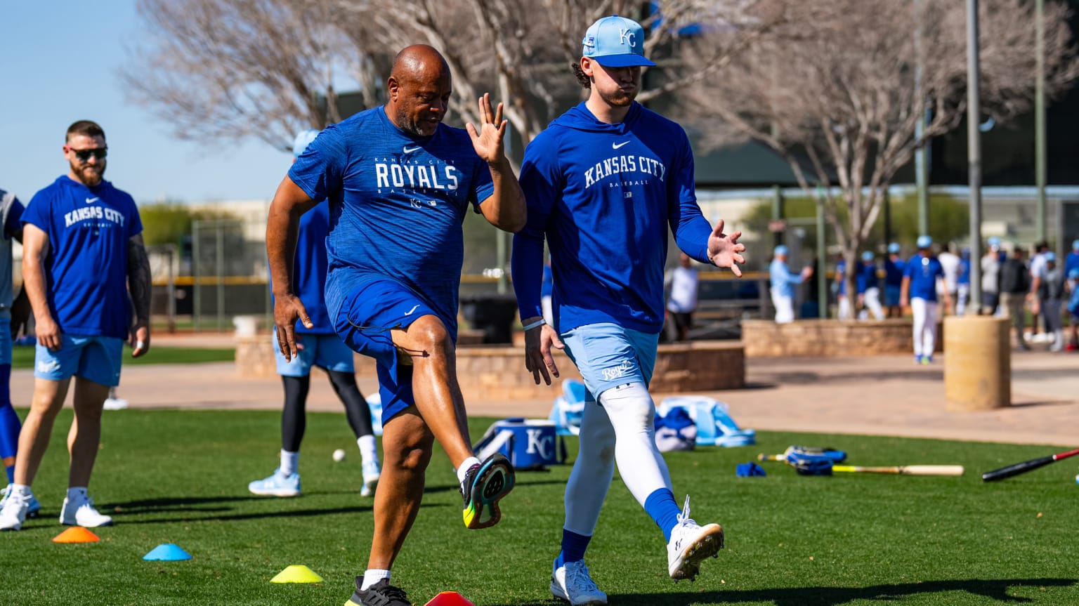 Olympian Maurice Greene works with Bobby Witt Jr.