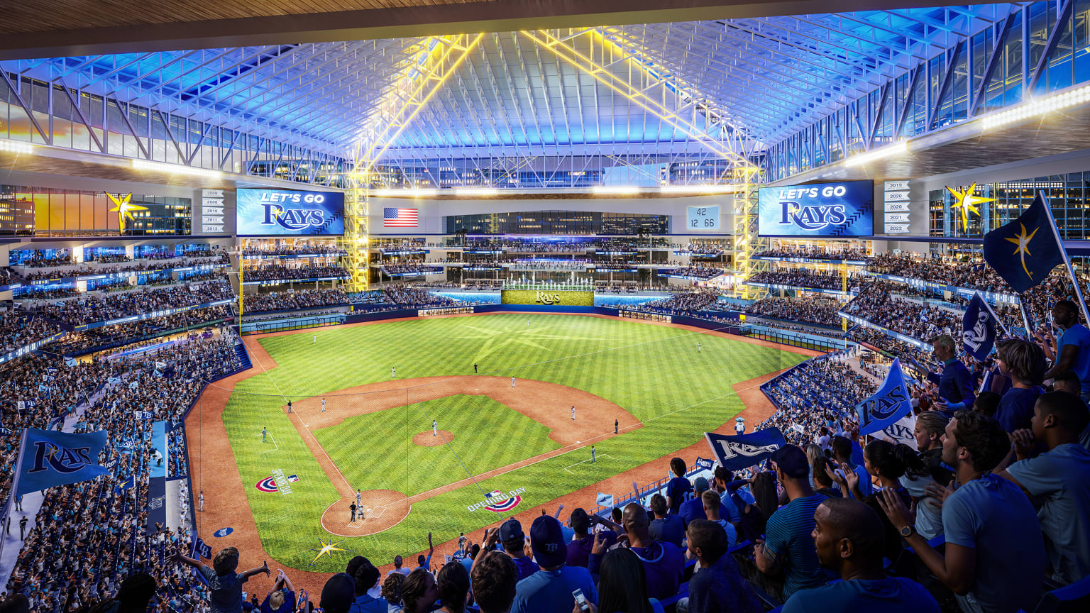 An artist's rendering of a game at the new Rays ballpark