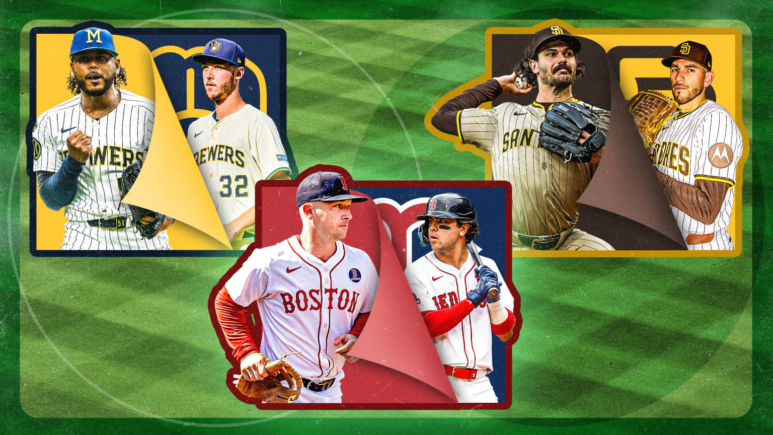 Freddy Peralta, Jacob Misiorowski, Dylan Cease, Joe Musgrove, Alex Bregman and Marcelo Mayer