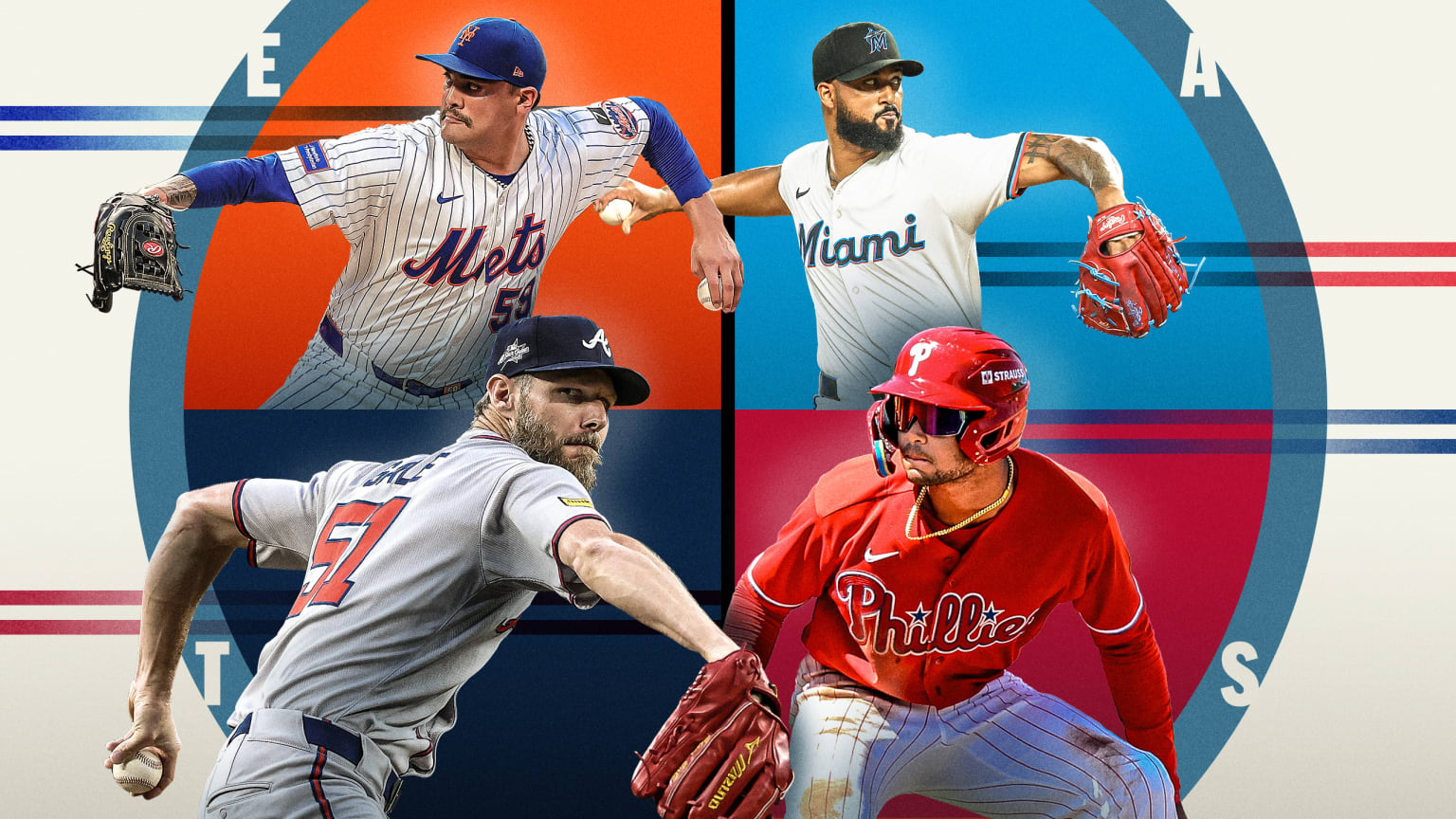 Sean Manaea, Sandy Alcantara, Chris Sale and Justin Crawford