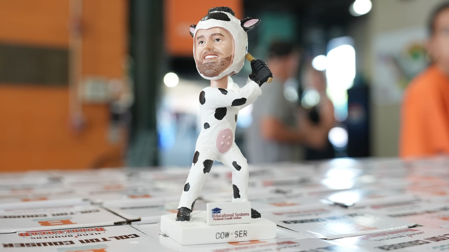 A bobblehead of Colton Cowser as a cow