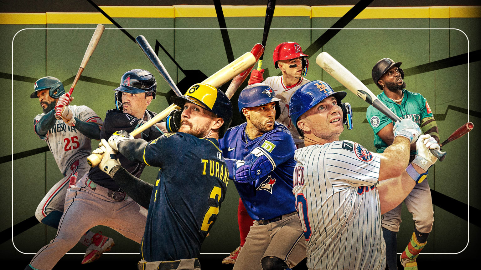 Byron Buxton, Corbin Carroll, Brice Turang, George Springer, Zach Neto, Pete Alonso and Randy Arozarena