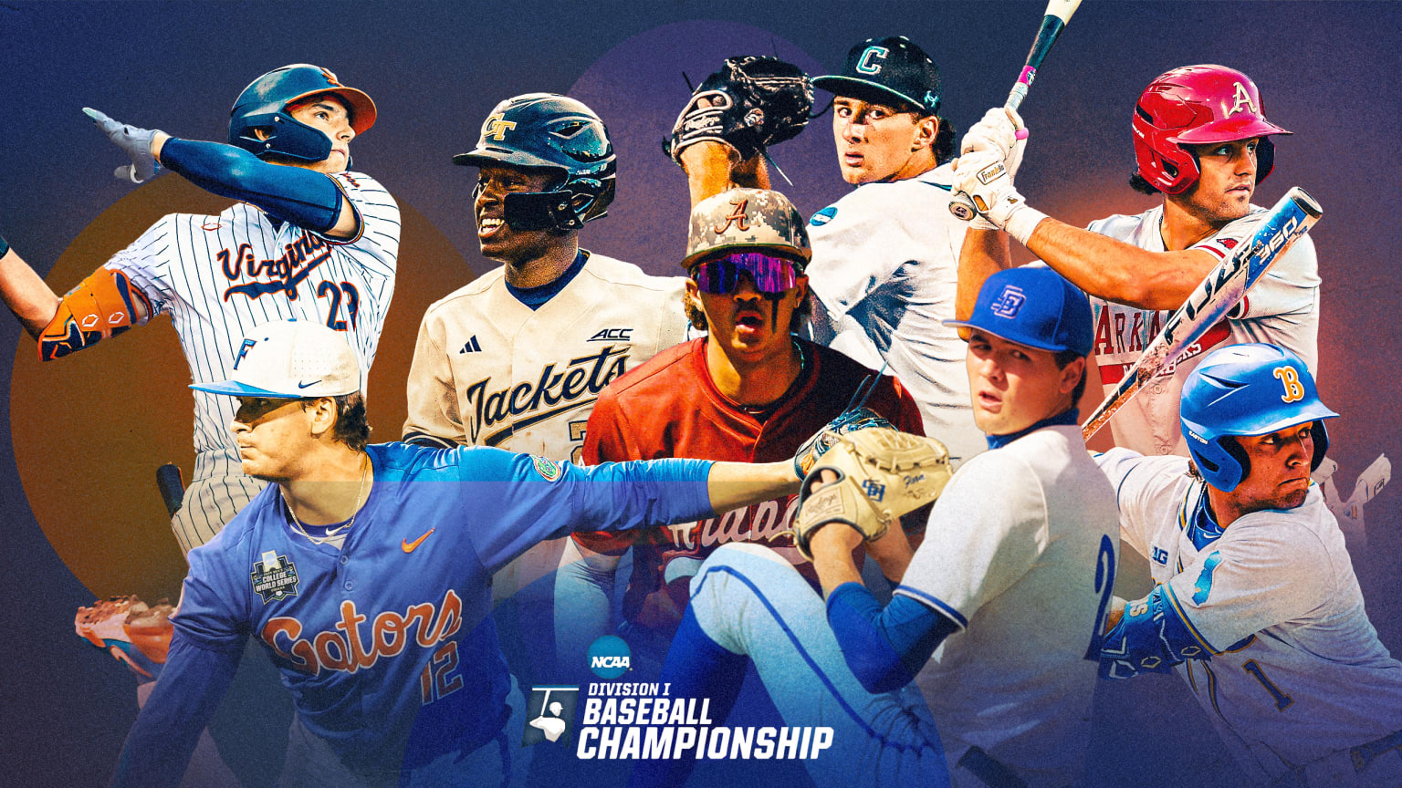 Images of some of the top Draft-eligible prospects for Virginia, Florida, Georgia Tech, Alabama, Coastal Carolina, UCSB, Arkansas and UCLA.