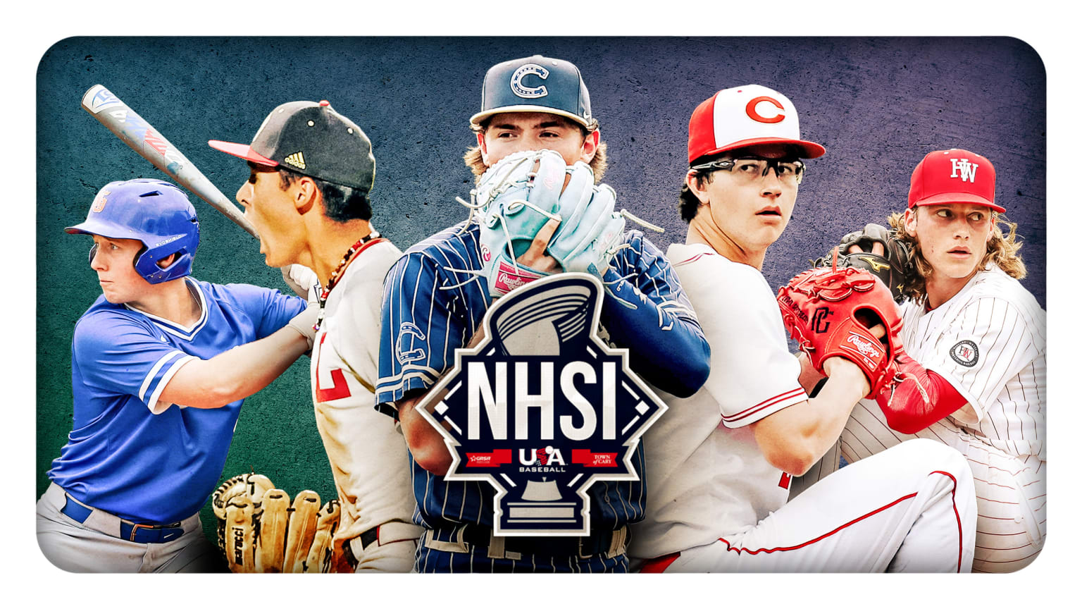 Five top high school players with the NHSI logo