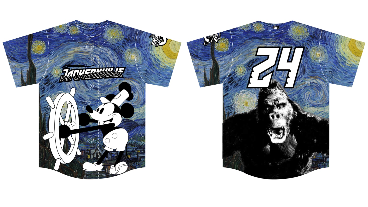 Jacksonville's Public Domain Night jerseys will feature Mickey Mouse, King Kong and Van Gogh's painting ''Starry Night''