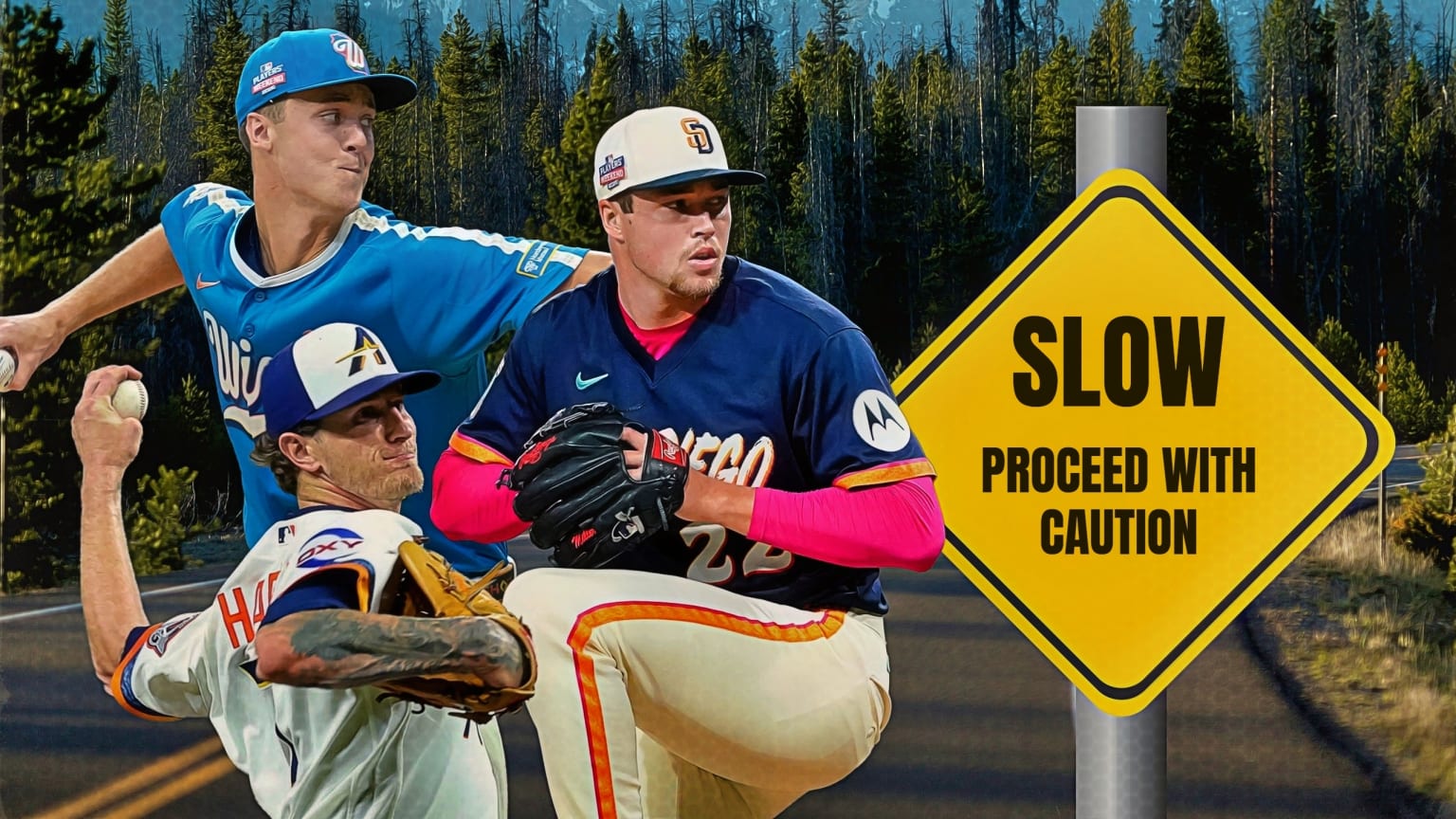 Jacob Misiorowski, Josh Hader and Mason Miller