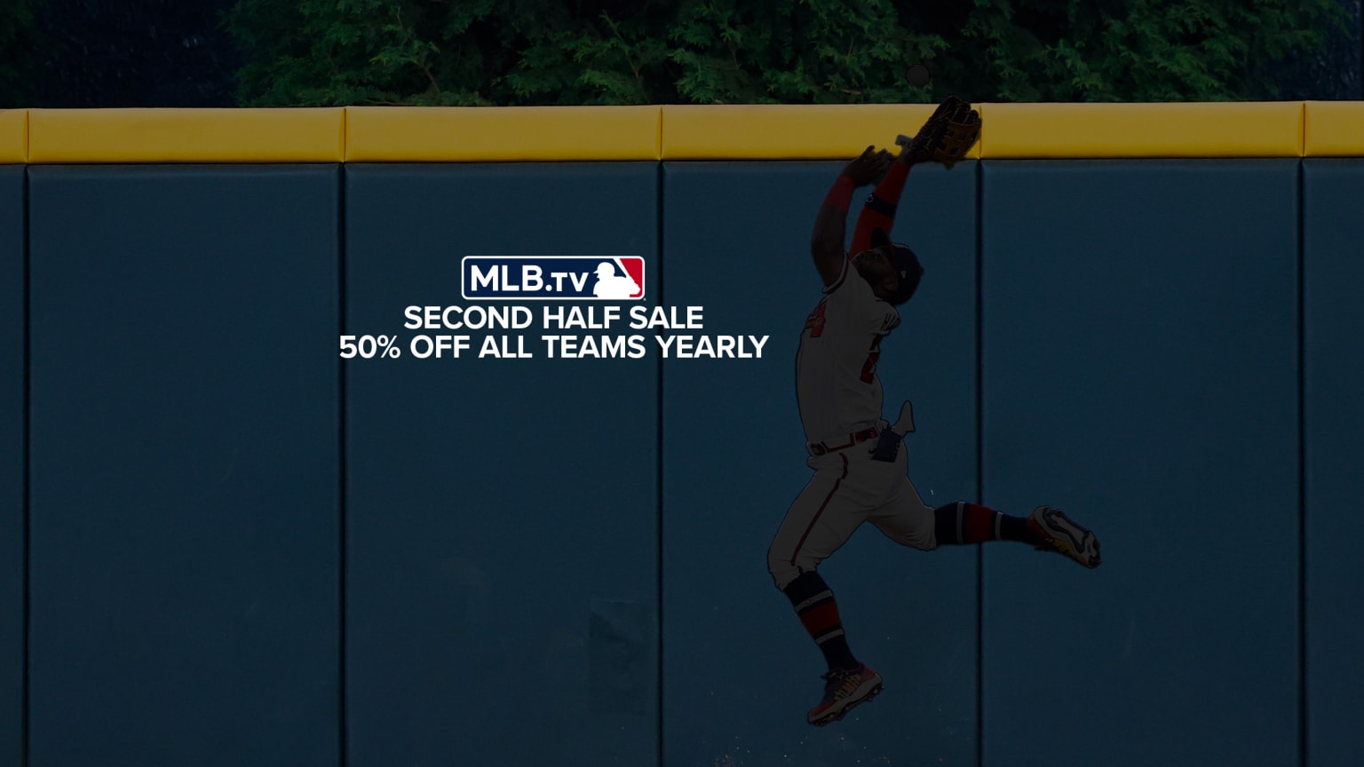 Designed image showing silhouette of a player with details of MLB.TV sale