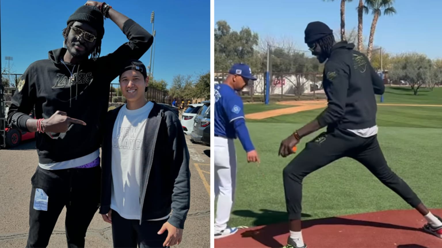 Mamadou N'Diaye towers over Shohei Ohtani