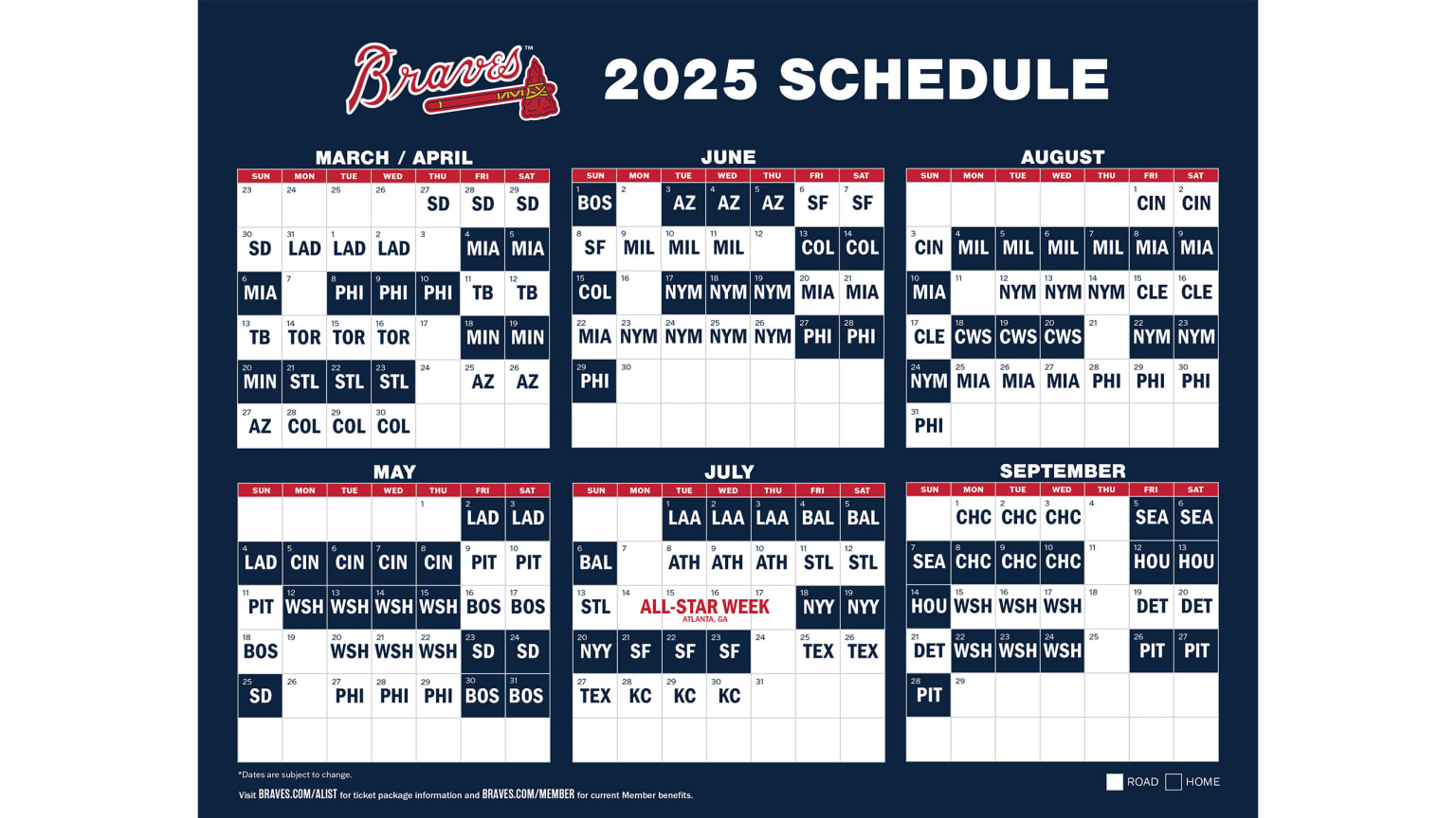 Printable Schedule Atlanta Braves