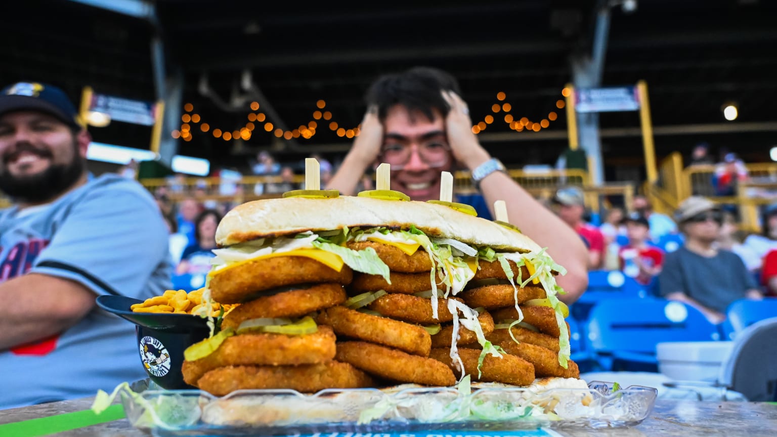 The Moby Dick Sandwich featuring 16 fish patties The Moby Dick Sandwich featuring 16 fish patties