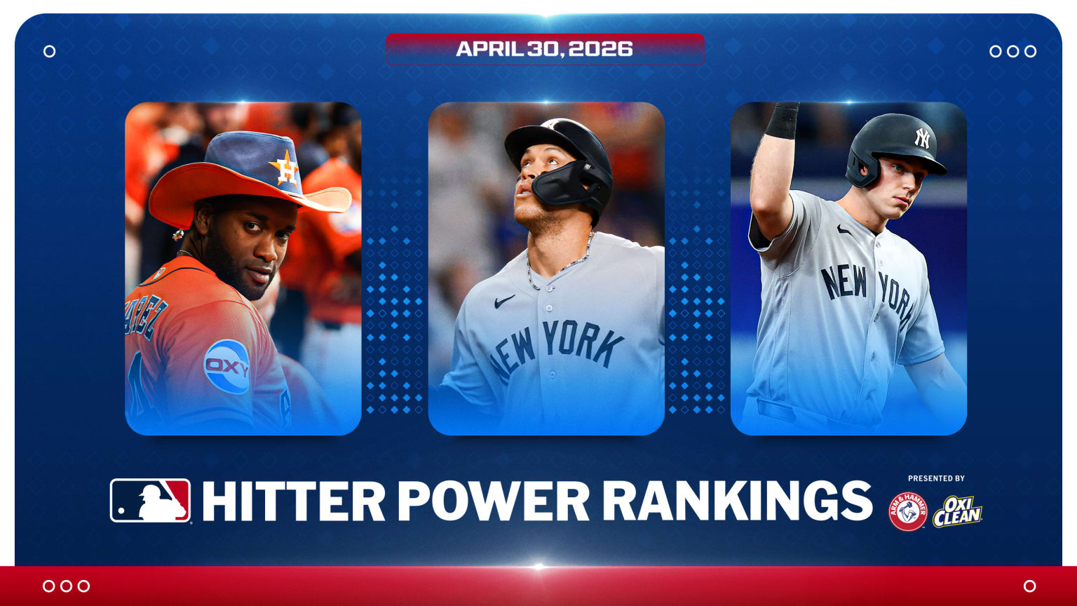 Yordan Alvarez, Aaron Judge and Ben Rice