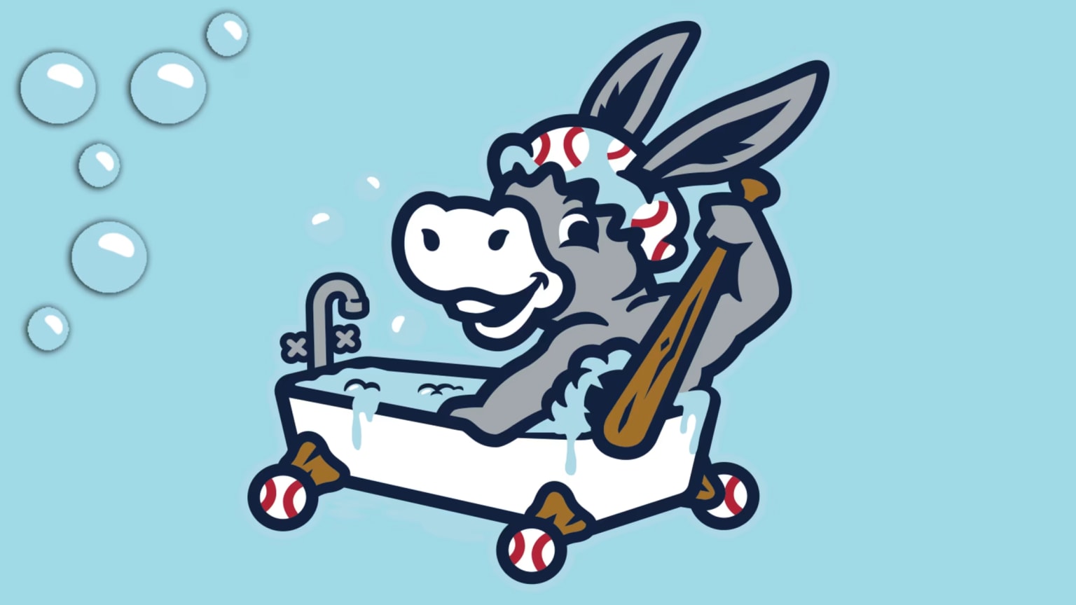 The Binghamton Rumble Ponies' new alternate identity logo features a donkey in a bathtub