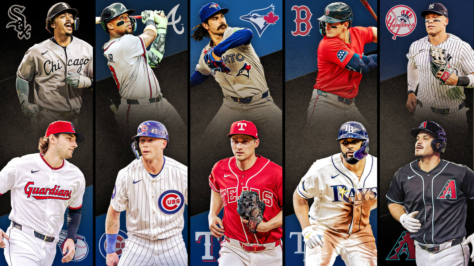 Images of 10 players with their team logos behind them, representing 5 series to watch this week